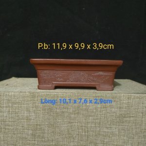 Bộ chậu chữ nhật điêu khắc thủ công phong cảnh; mẫu chậu đẹp mộc mạc (CN095)
