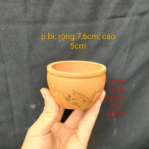 Chậu tròn cách điệu; điêu khắc thủ công 4 mặt (T086)