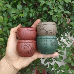 Bộ chậu tròn, viền chấm bi siêu mini; màu sắc đa dạng (T092)