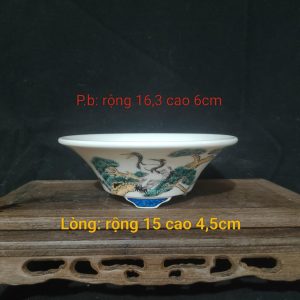 Bộ chậu vẽ tay tròn, loe miệng; họa tiết phong cảnh, cảnh vaath (T095)