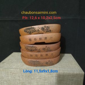 Chậu Oval cạn điêu khắc; màu gỉ sét cổ kính (OV028)
