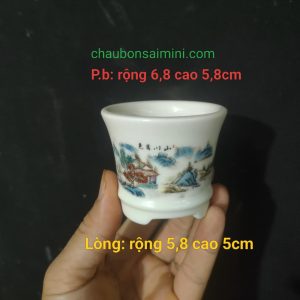 Chậu tròn họa tiết phong cảnh; size nhỏ (T098)