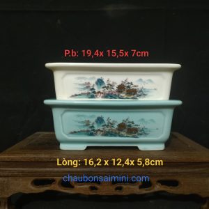 Bộ chậu chữ nhật họa tiết phong cảnh; màu sắc phong phú (CN101)