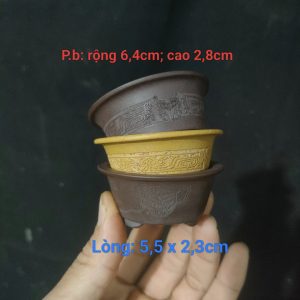 Bộ chậu siêu mini tròn, loe; họa tiết khắc chìm (T101)